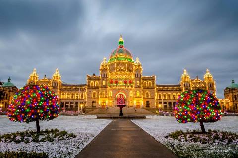Victoria, BC Legislature at dawn
