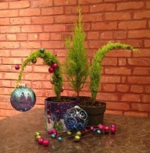 DIY Grinch Tree at the various stages